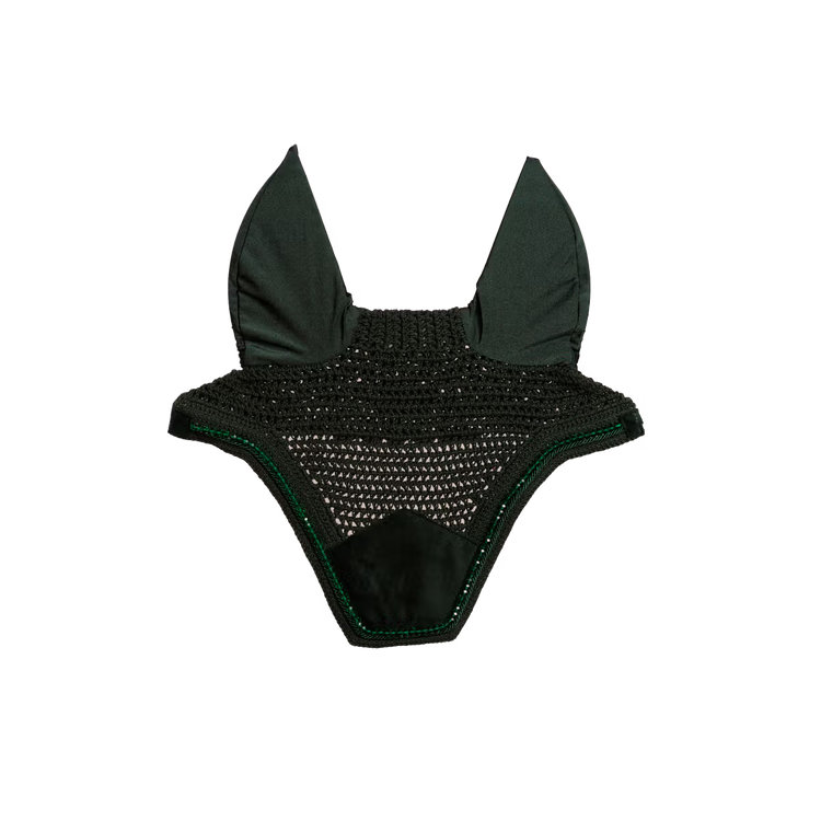 Kentucky Ear Bonnet Wellington Velvet Pearls with elegant velvet and pearl detailing green