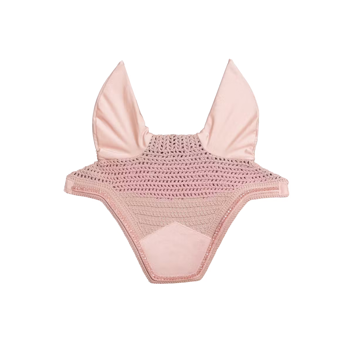 Kentucky Horsewear hand-knitted velvet pearls fly bonnet for training and show rose