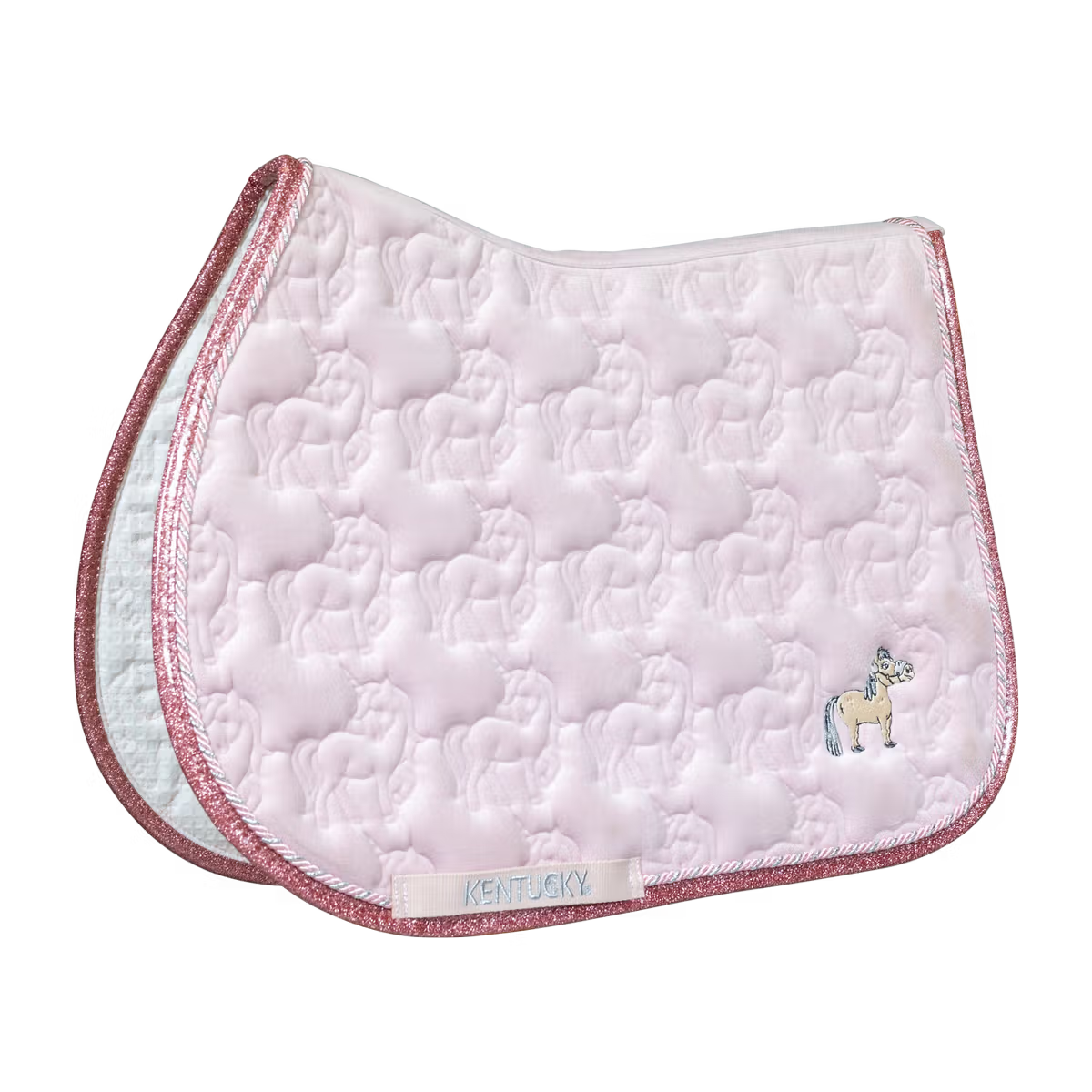 Close-up of unicorn quilting on saddle pad