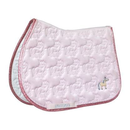 Close-up of unicorn quilting on saddle pad
