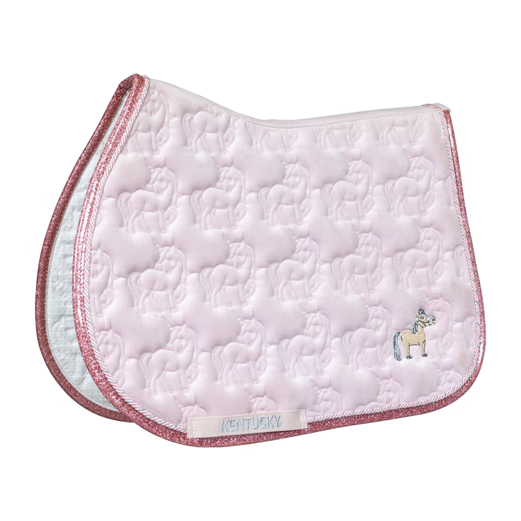 Close-up of unicorn quilting on saddle pad