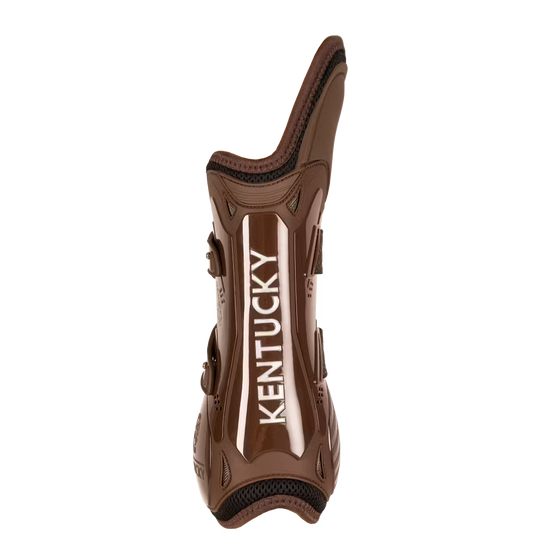 Front tendon boots with knee protection for horses brown