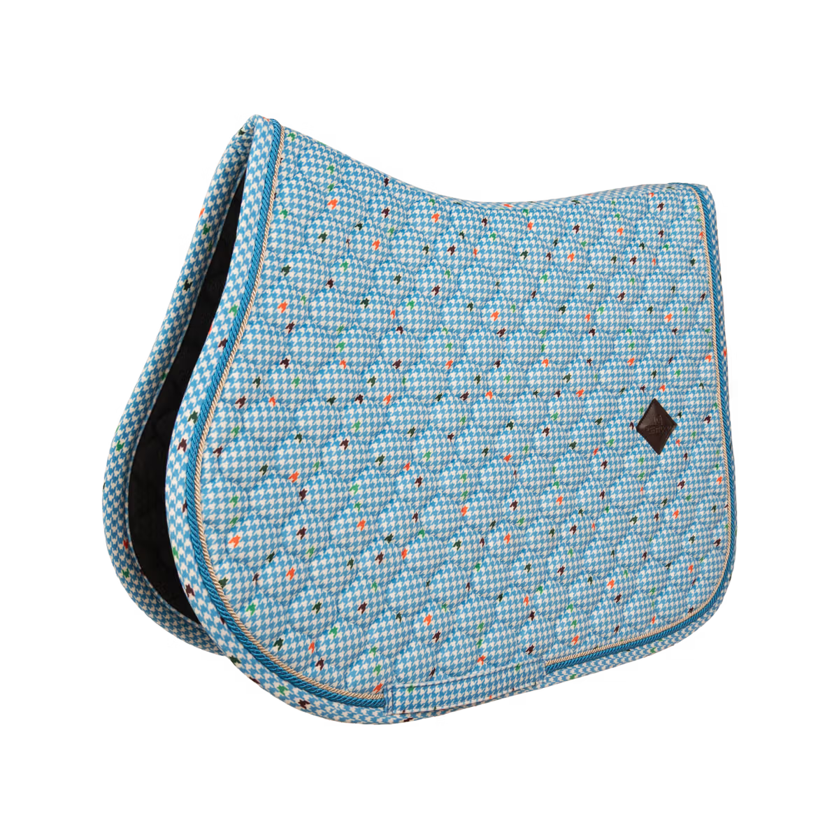 Velvet jumping saddle pad pied de poule pattern