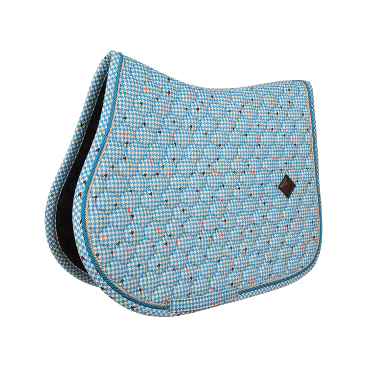 Velvet jumping saddle pad pied de poule pattern