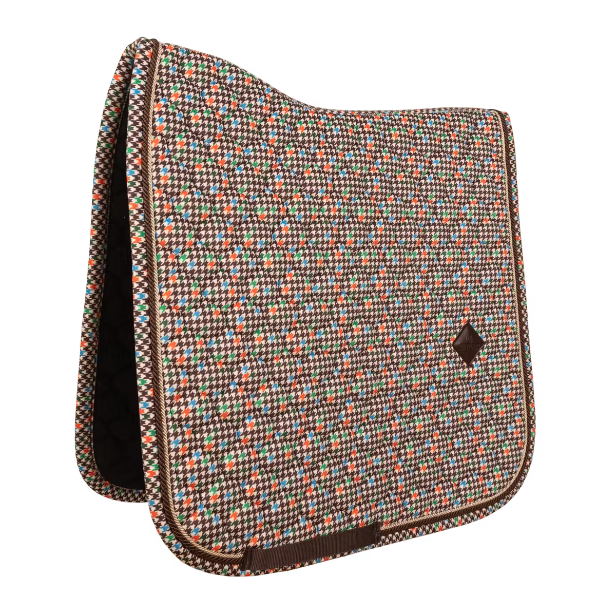 Velvet dressage saddle pad pied de poule pattern