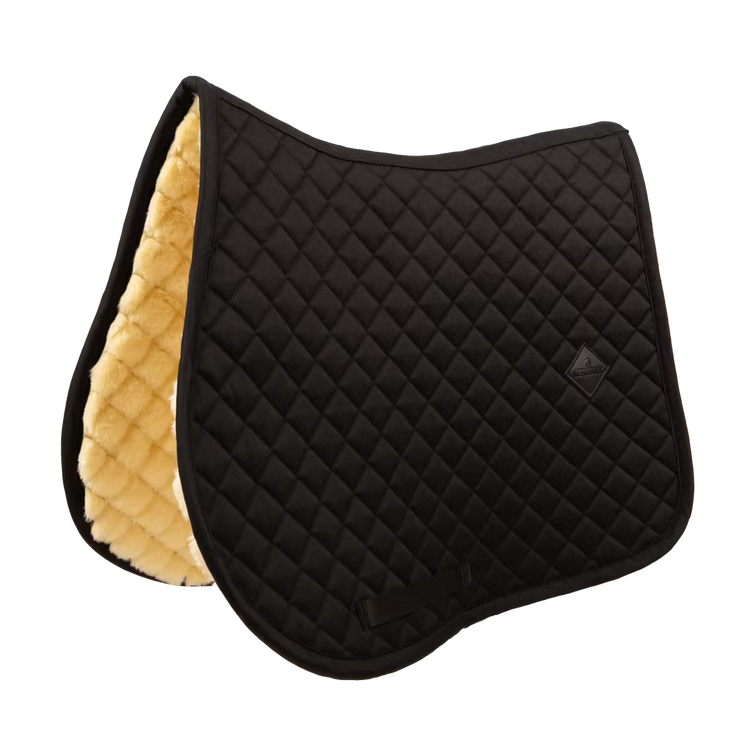 Kentucky Diamond Quilt Saddle Pad with artificial sheepskin lining black