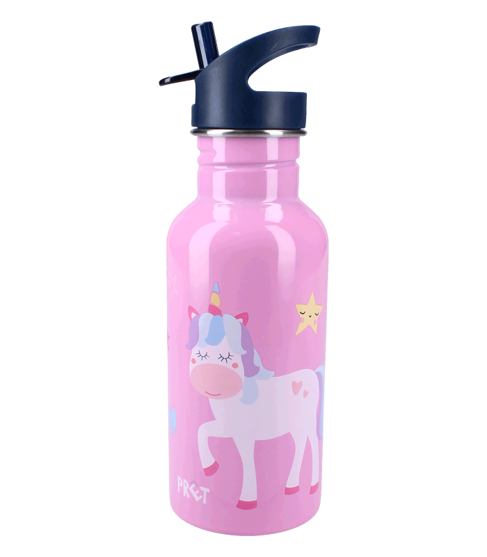 Unicorn bottle with straw for easy drinking
