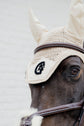 Leather horse bridle with plaited details