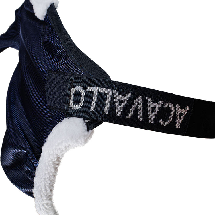 Fly mask with fur edging for horses