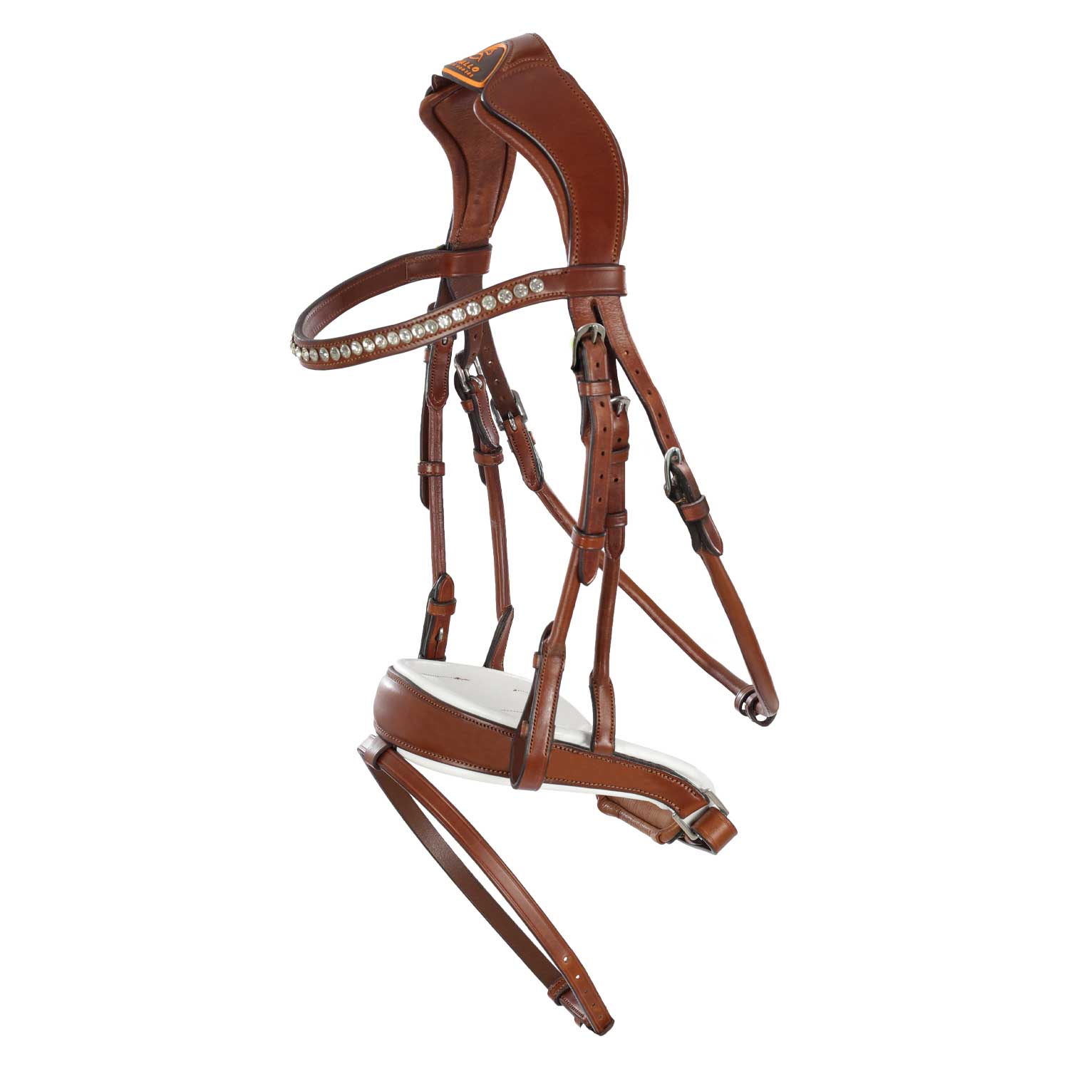 Cognac Dressage bridle in rolled leather 