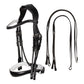 Anatomic double bridle in black with white padding with reins included