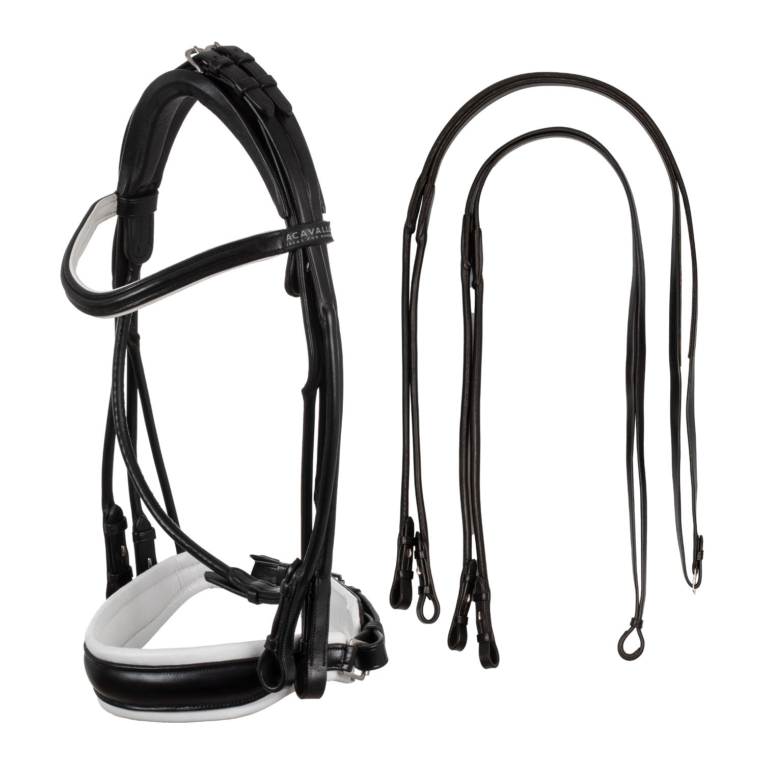 Rolled leather double bridle with poll adjustment