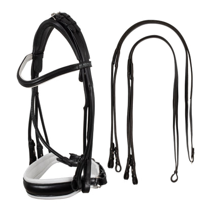 Rolled leather double bridle with poll adjustment
