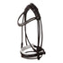Brown dressage bridle with white noseband