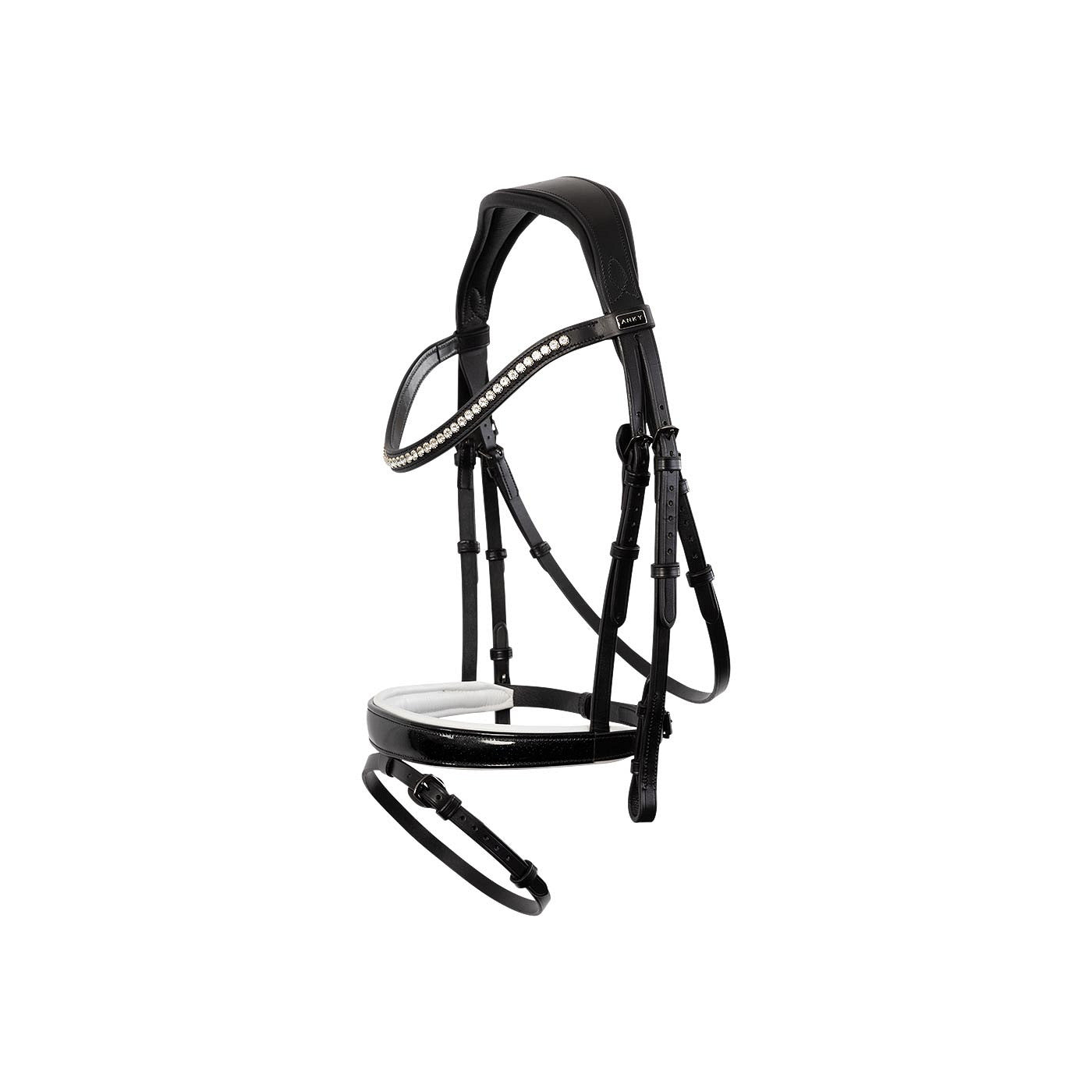 White padded dressage bridle