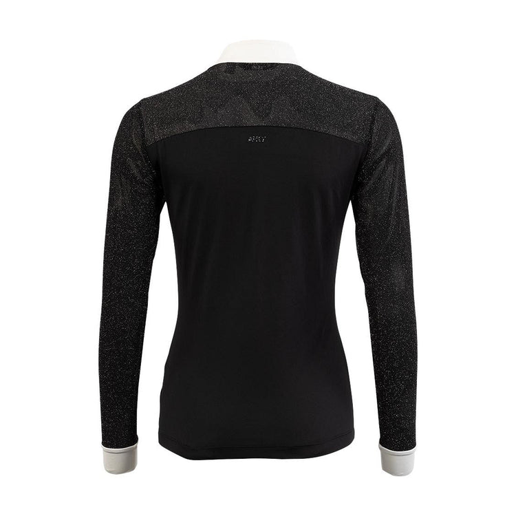 luxury ladies black show shirt with glitter