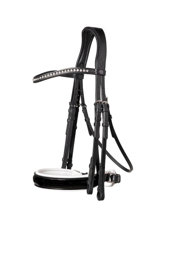 Double bridle with white noseband