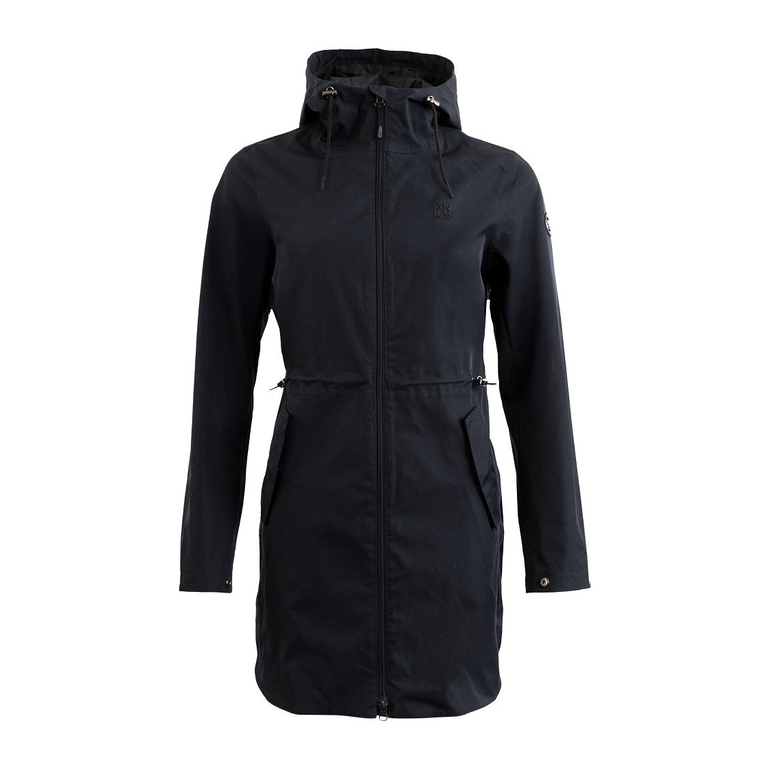 dark navy riding rain coat