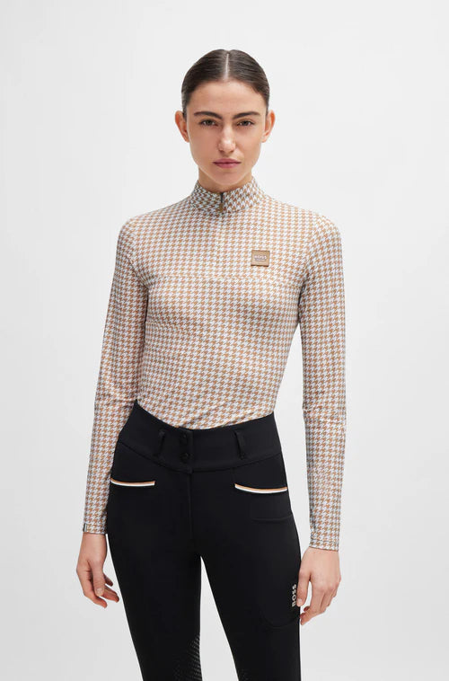 Houndstooth long sleeve equestrian base layer
