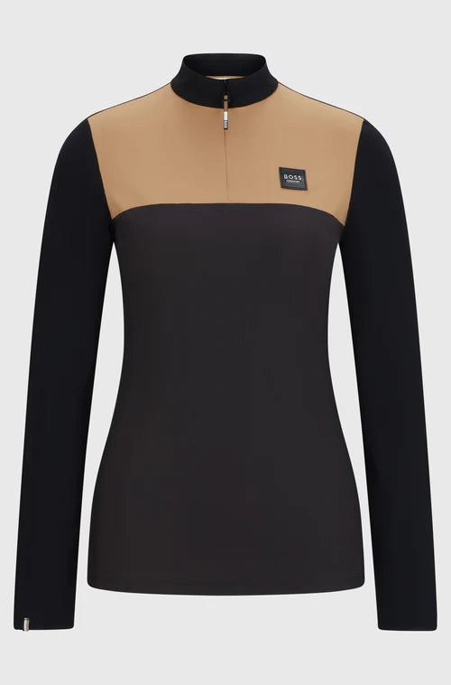 Equestrian base layer in camel and black