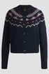 BOSS Equestrian Cardigan with Norwegian print in navy blue