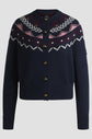 BOSS Equestrian Cardigan with Norwegian print in navy blue