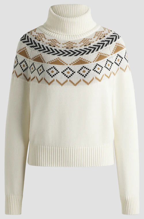 Cream-colored sweater with a patterned neckline Hugo Boss