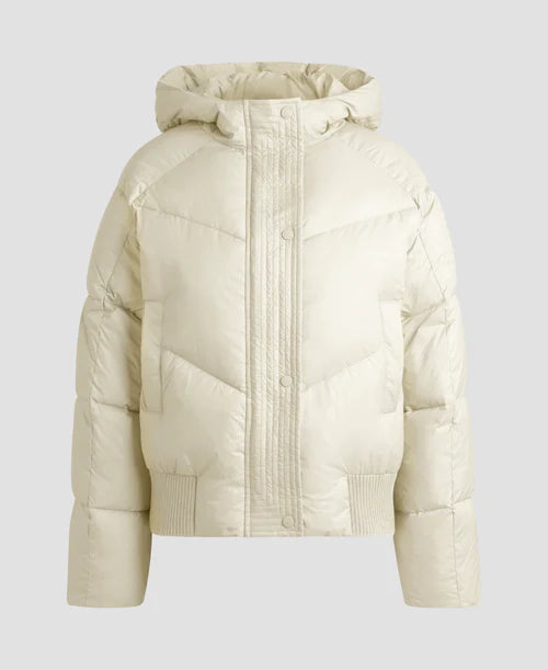 Light cream padded bomber jacket