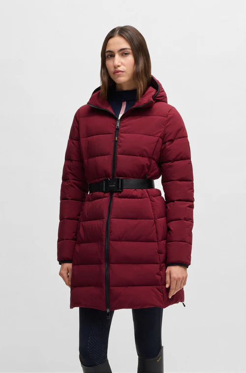 Burgundy winter coat for horse riding