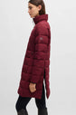 Equestrian winter puffer jacket with side zips in burgundy