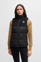 Black equestrian puffer vest with zipped pockets