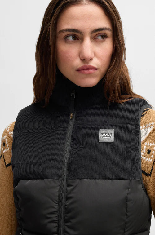 Corduroy winter vest in black from Boss