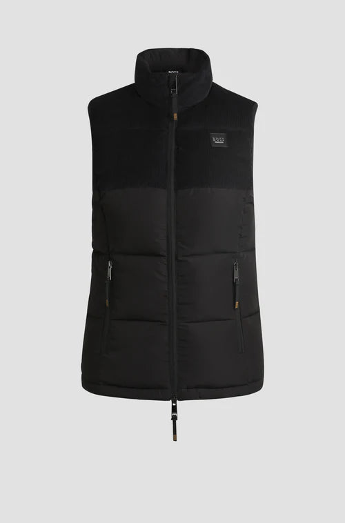 Black Puffer Vest in Equestrian Style 