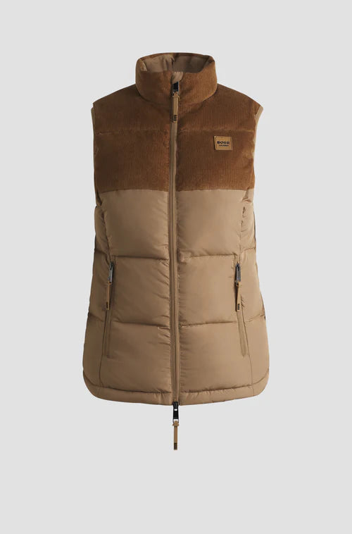 Boss Beige and brown puffer vest