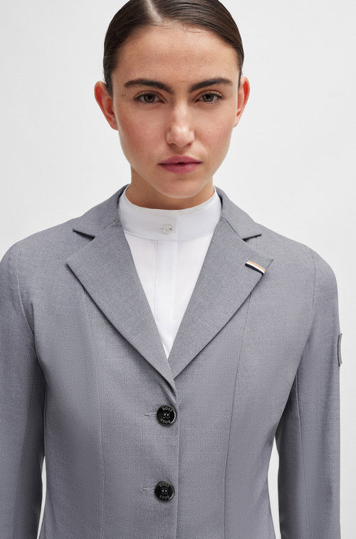Close up of Boss Anna Show Jacket in Grey