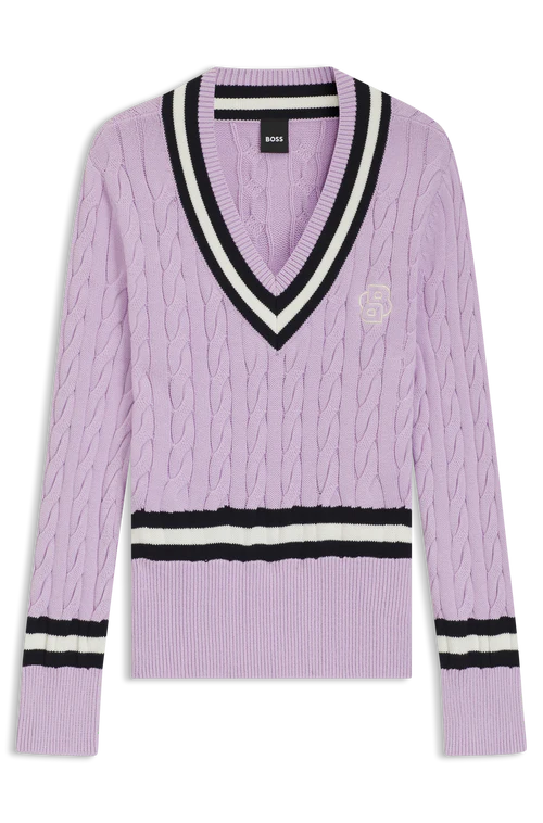 Boss Equestrian Knit V-Neck Sweater Light Purple
