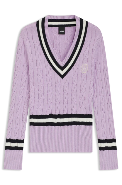 Boss Equestrian Knit V-Neck Sweater Light Purple
