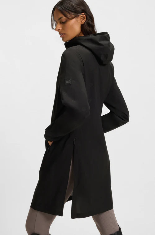 Black mid length horse riding rain coat Boss Equestrian