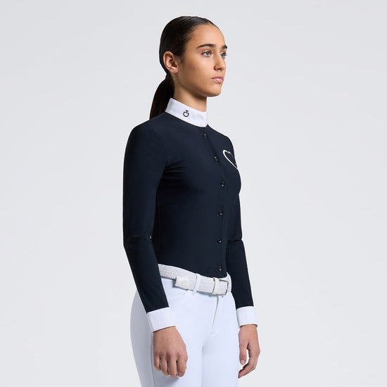 Cavalleria Toscana Girls long sleeve navy show shirt