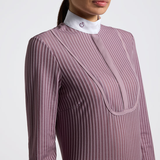 Close up of Cavalleria Toscana Stripes show shirt in dusty pink