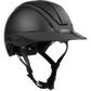 Riding helmet with wide visor and ventilation black