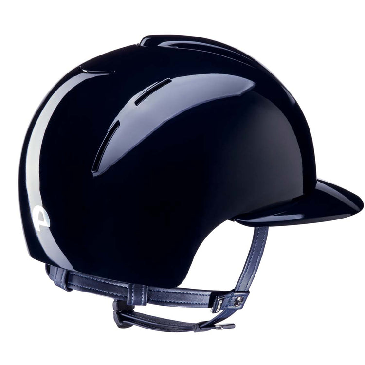 Shiny Blue helmet with wide visor for sun protection 