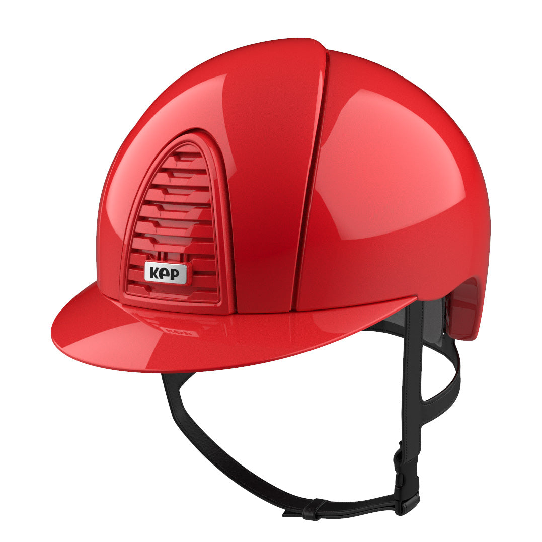 Red colored equestrian helmet