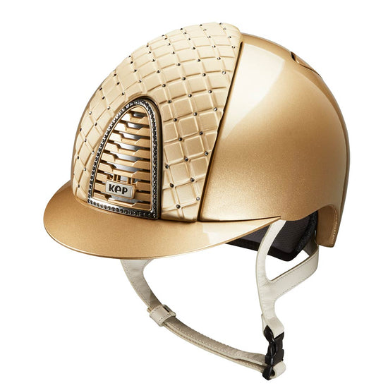 Golden horse riding helmet