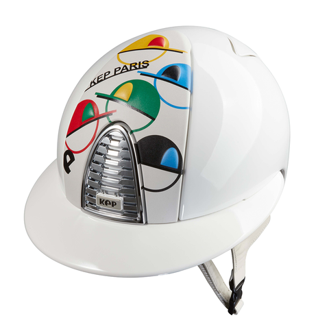 Riding Helmet Cromo 2.0 White Polish Paris Collection with Polo Peak – EquiZone Online
