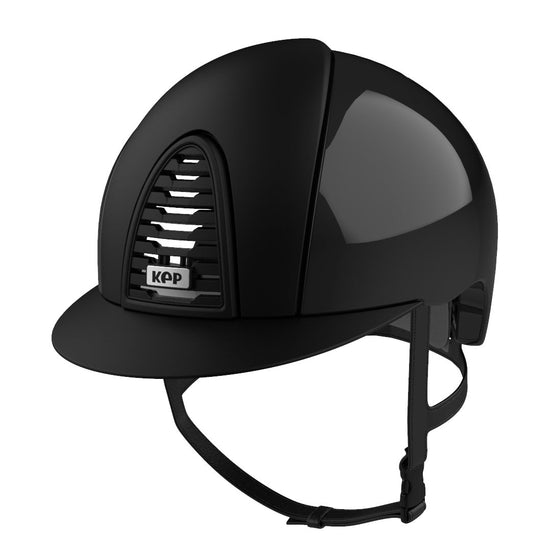 Shiny black equestrian helmet