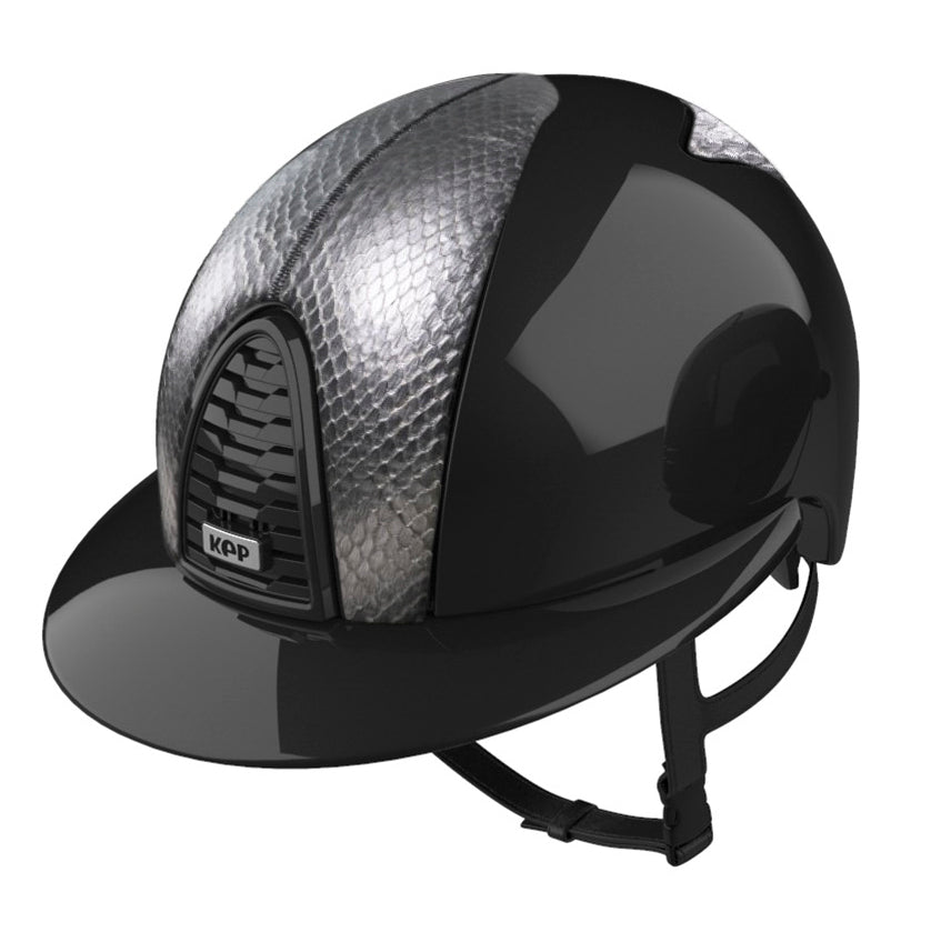 Luxury equestrian helmet with silver details