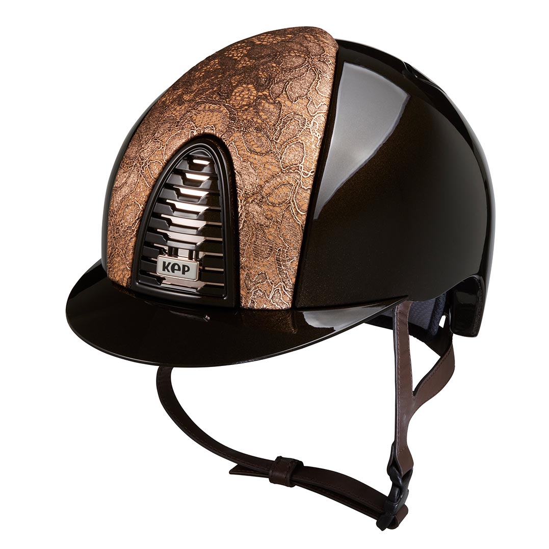 Brown Polish Helmet with lace insert