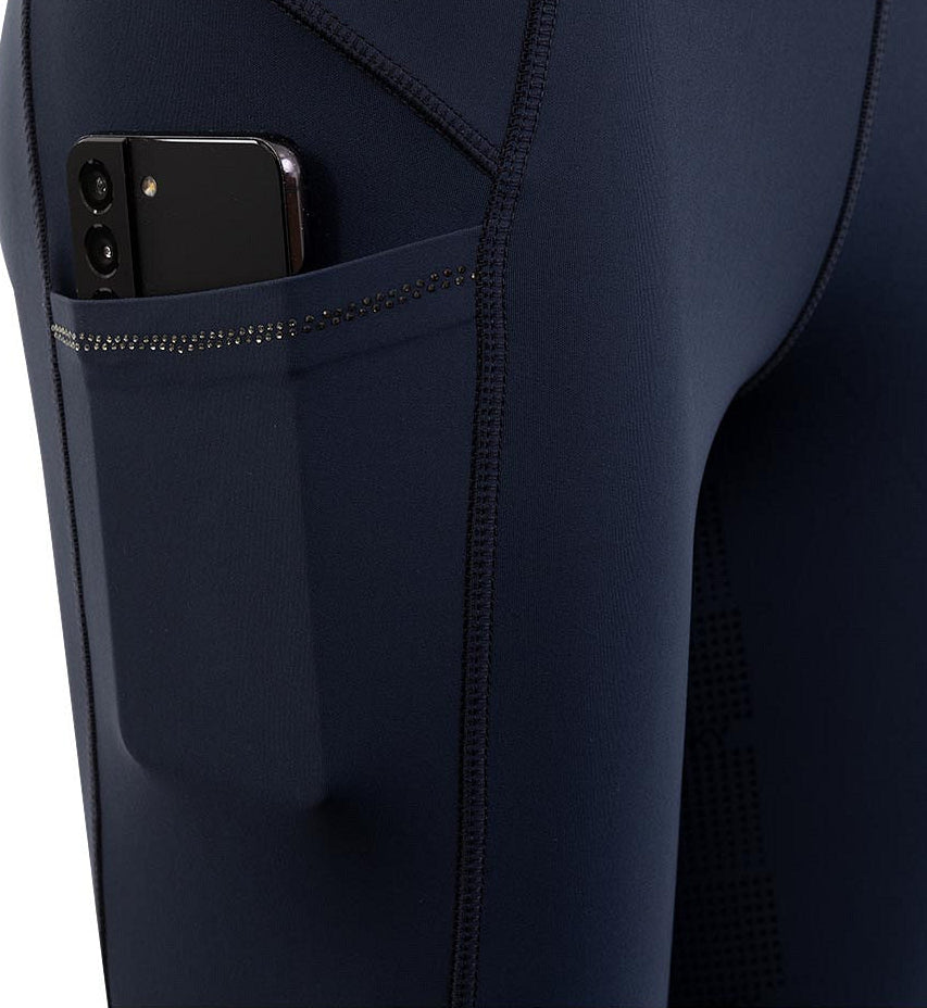 Navy riding tights with phone pocket