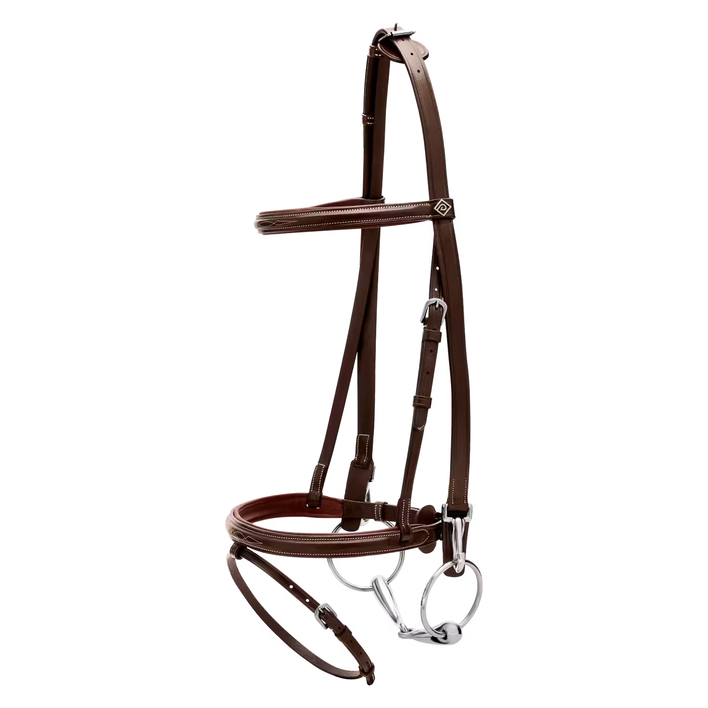 Brown training bridle with bit clips